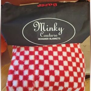 Minky Couture Blanket (Adult 50”×60”)  - “Vans” Red Checkered with carrying bag